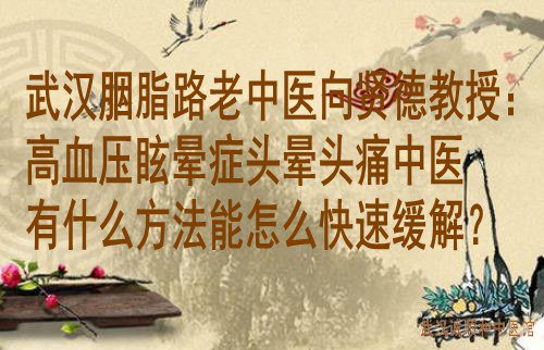 武汉胭脂路老中医<a href='https://www.7991.org/jbxw/18387.html' target='_blank'><u>向贤德</u></a>教授:高血压眩晕症头晕头痛中医有什么方法能怎么快速缓解?