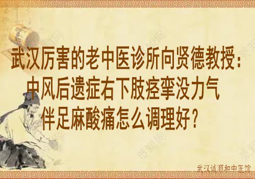 武汉厉害的老中医诊所<a href='https://www.7991.org/jbxw/18387.html' target='_blank'><u>向贤德</u></a>教授:中风后遗症右下肢痉挛没力气伴足麻酸痛怎么调理好?